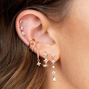 18k Gold Plated Blue Flower Hoops